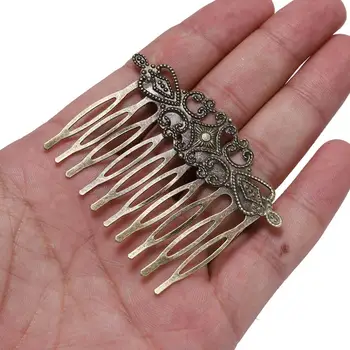 5vnt/daug 52x56 mm Antikvariniai bronzos Dantų Metalo plaukų segtukai Moterų Žavesio Barrettes, 