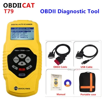 5vnt/daug DHL Nemokamas pristatymas Highend Diagnostikos skaitytuvo OBDII Auto Scanner T79 kodas reader (Geltona, Daugiakalbė,Updatable)