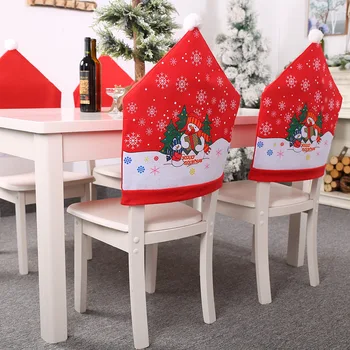 5vnt/Daug Didmeninės Kalėdų Slidinėjimas Santa Claus Sniego Kėdės Sėdynės Padengti Šalis Viešbučio Restorane Apdailos Kėdė Padengti Prekes