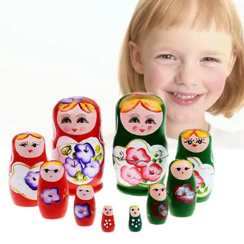 5vnt/set Medienos Rusijos Lėlės Rinkinys rusijos Lizdus Babushka Matryoshka žaislai Vertus Dažų Amatų Suvenyras, dovana Vaikams Mergaitėms