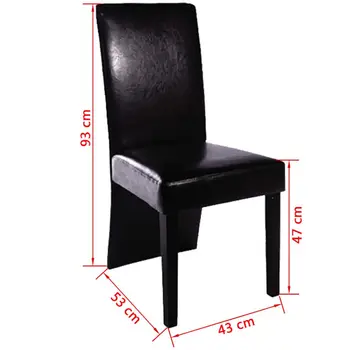 6 Patogūs, Sintetinės Odos Valgomojo Kėdės Juoda Medienos Rėmo Elegantiškas Kėdės, Virtuvės Kambarys Didelis, Dydis 52 x 43 x 93 cm