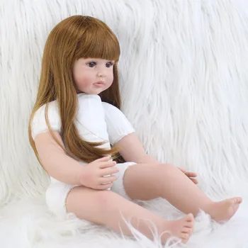 60cm Silikono Reborn Baby Girl Nude Lėlės, Žaislai Vinilo Princesė Bamblys Kūdikių Lėlės Gimtadienio Dovana Riboto Tiražo Lėlės