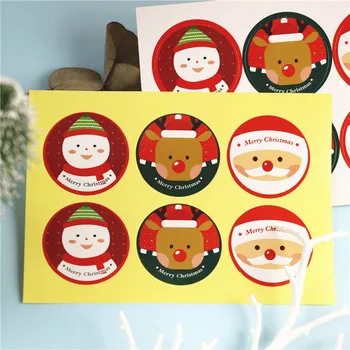 60Pcs 10Sheets Linksmų Kalėdų Animacinių filmų Kalėdų senelis Elnių, Sniego Pakuočių Sandarinimo Etiketės Kraft Lipdukas Kepimo 