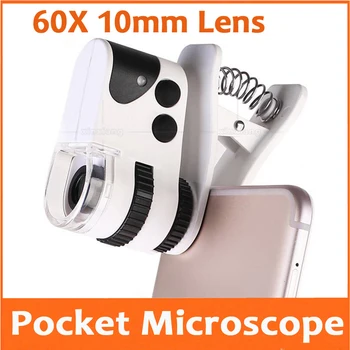 60X 10mm USB Įkrovimo Dėmesio LED Apšviestas mobiliųjų Telefonų Mikroskopu Didinamojo stiklo Papuošalai Vertinimo Loupe su Mobiliuoju Telefonu Įrašą