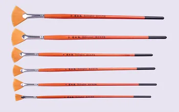 6Pcs aukštos kokybės Oranžinės spalvos nailono ventiliatoriaus formos tapyba pen menininkas Akrilo Aliejaus Tapyba, Akvarelė Prekių Profesionalaus Meno Reikmenys