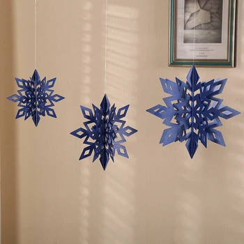 6Pcs/daug Kalėdų Dekoracijos, Snaigės 3D Tuščiaviduriai Snaigės Popieriaus Girliandas Ornamentu Netikras Sniegas Žiemos Dekoracijos namams
