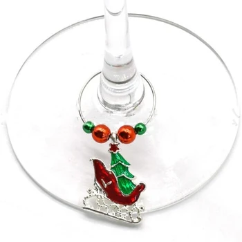 6Pcs/daug Kalėdų Vyno Stiklo Apdaila Pakabukai Šalis Naujųjų Metų Taurės Žiedas Stalo Dekoravimui Kalėdos Pakabučiai Decoracion Navidad