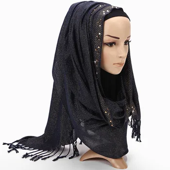 75*180cm musulmonų Deimantų blizgučiai hijab šalikas ilgas kutas galvos skara foulard femme musulman islamo skarelė skaros drabužiai