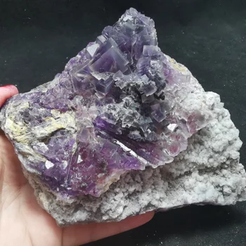 766gNatural retas violetinė fluorito mineralinių pavyzdys GYDYMO KRISTALINIS KVARCAS PERLAS
