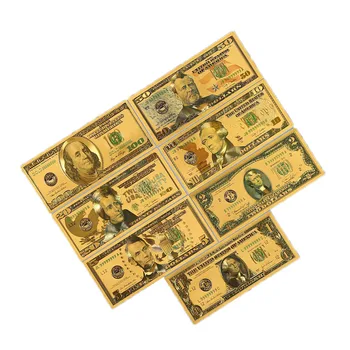 7pcs/daug MUMS Aukso Folija Banknotų Amerikos Padirbtų Banknotų Visų Dolerių Banknotų Popierinių Pinigų Kolekcija, Namų Dekoravimo, Dovanų