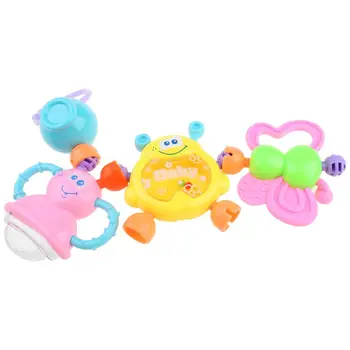 7Pcs / Set Teether Barškutis skirtas Vaikams Kramtyti Vertus Jingle Drebulys Bell Naujagimių Spalvinga Montessori Žaislai