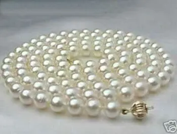 8-9MM kilniausių Baltos spalvos Gėlavandenių perlų vėrinį 32