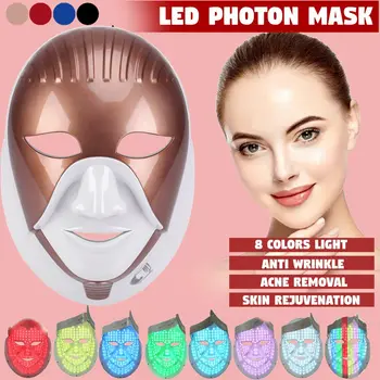 8 Spalvų Led Kaukė Photon LED Elektros Veido Kaukė LED Odos Atjauninimas, Raukšlių Spuogai Egipto Stiliaus Fotonų Grožio Terapijos Priemonė