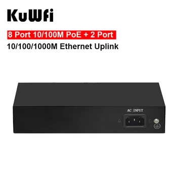 8Port Ethernet POE Switch 48V VLAN 10/100 mbps IEEE 802.3 af/Tinklo Jungiklis, IP Kamera, Wireless AP Pratęsti transsion 250M
