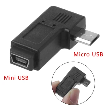 90° Kairėje ir Dešinėje Kampu, Mini USB 5Pin moterį, Micro USB Male Duomenų Sinchronizavimo Adapteris 1XCE