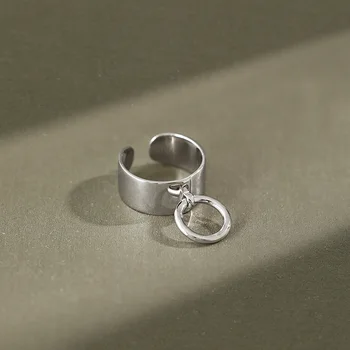 925 sterlingas sidabro pakabukai ratas žiedai moterims , minimalistinio sklandžiai reguliuojamas sidabro 925 žiedo moterų fine jewelry