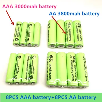 AA Įkraunamos AAA AA 1.2 V 3800mAh / 1.2 V AAA 3000mah Baterija Žibintuvėlis Žaislai Žiūrėti MP3 Grotuvas Pakeisti Ni-Mh Baterija