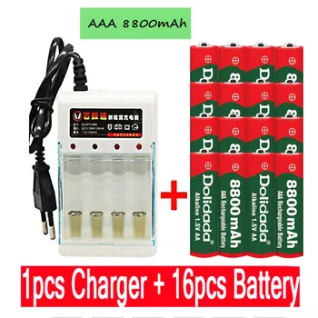 AAA baterijos 8800 mah įkraunamos baterijos AAA 1,5 V 8800 mah Įkrovimo Naujas Alcalinas drummey +1pcs 4-cell baterijos įkroviklis