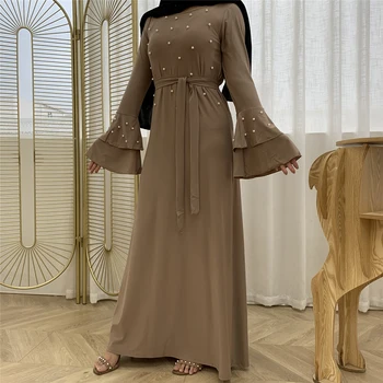 Abaja Musulmonų Moterys Ilga Suknelė Blyksnius Rankovės Duobute Arabų Kaftan Dubajus Artimųjų Rytų Ramadanas Islamas Drabužių Turkijos Maxi Skraiste