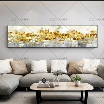 Abstrakti Aukso Medžio Lietaus Teka Monetų Ilgai Reklama Drobės, Paveikslai, Plakatai Ir Spausdinimo Gyvenimo Kambario Sienos Meno Freskos Namų Dekoro