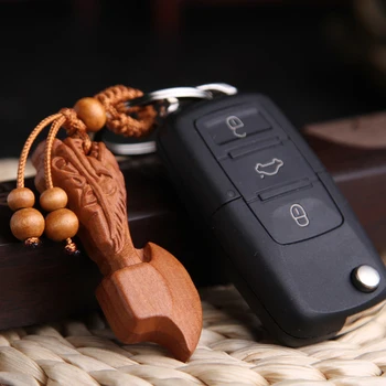 ADOMANER Derliaus Plieno ir Medžio Key chain Kinijos Charakteristikos Automobilių Šaltkalvis Vyrų, Moterų, raktų pakabukai Dovana, Juvelyriniai dirbiniai didmeninė