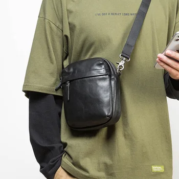 AETOO Vyrų odos mini kuprinė, madinga paprasta pečių maišą, pirmas sluoksnis odos atsitiktinis mobiliojo telefono krepšys