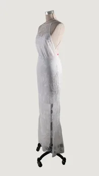 AHVIT Balta Nėrinių Elegantiškas Apvalkalas, Ilgą Apynasrio Suknelė Atvira nugara nuo Peties Seksuali Suknelė Moterys Šalis Tvarstis Suknelė YL1485