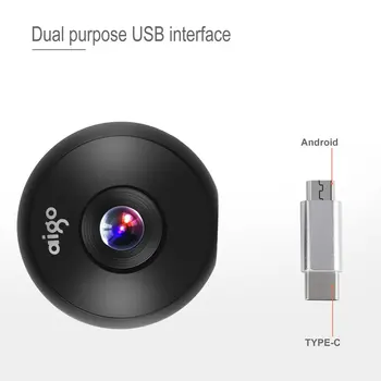 Aigo Mini Ai360 VR Telefono Panoraminis Fotoaparatas 720 Laipsniu Vaizdo Kamera, Dvigubas Objektyvas su Dviguba Adapteriai, Jungtys Išmanųjį telefoną