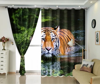 Ainmals Tigras Prabanga Langą 3D Užuolaidų svetainė, Miegamasis Apdailos Viešbutis Office Apklotai Cortinas para salė Dormitorio