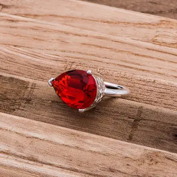 Akmens raudona Didmeninės sidabro padengtą 925 žiedo Mados juvelyriniai Sidabro Žiedas 925sterling-sidabro FMKJSHEA