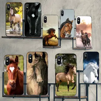 Akvarelė Žirgų Bėgimas Telefono dėklas skirtas iPhone 11 12 pro XS MAX 8 7 6 6S Plus X 5S SE 2020 m., mini
