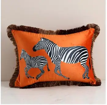 Amerikos prabangos zebra siuvinėjimo aksomo apkabinti užvalkalas Gyvenamasis kambarys sofos pagalvėlė padengti Kūrybos namuose Europos pagalvėlė padengti