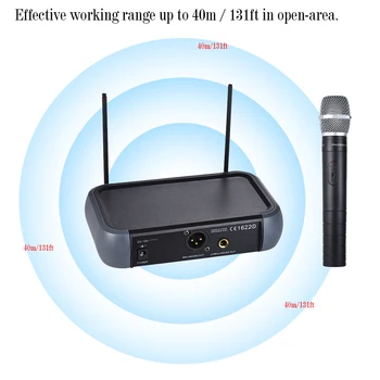Ammoon Dual Channel VHF Bevielio Mikrofono Sistema Echo Funkciją, 2 Mikrofonus Ir 1 Imtuvas 6.35 mm Audio Kabelis Karaoke Šalis