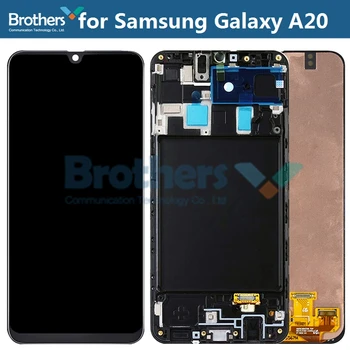 AMOLED Ekranu Samsung Galaxy A20 A205 LCD Ekranas Samsung A205F/SD SM-A205FN/SD LCD Asamblėjos Jutiklinis Ekranas skaitmeninis keitiklis