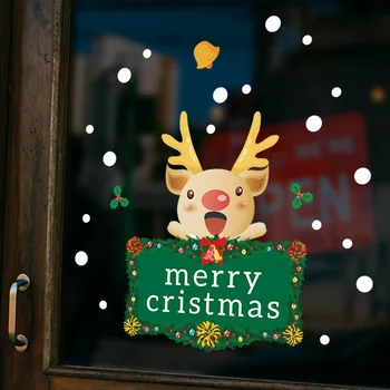 Animacinių Filmų Kalėdų Briedžių Sienų Lipdukai Naujųjų Metų Festivalis Dekoratyvinis Linksmų Kalėdų Svetainės Vitrina Sienos Lipdukas, Decal