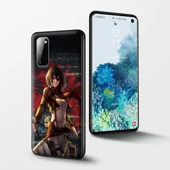 Anime Ataka Titan Case for Samsung Galaxy S20 FE S21 20 Pastaba Ultra S10 10 Lite S9 Plus S8 S10e TPU Juoda Telefono Dangtelį Coque