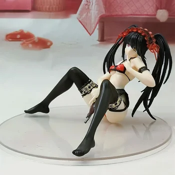 Anime Dienos Gyventi Tokisaki Kurumi Košmaras Sėdint Ver PVC Veiksmų Skaičius, Kolekcionuojamos lėlės Modelio žaislas 22cm