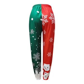 Antblauzdžiai Kelio-Kelnes Sporto Kelnės 2021 Žiemos Moterų Kalėdų Spausdinti Spalvų Atitikimo Storio Stilius Laisvas Fitneso Kelnės