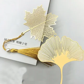 Antikos stiliaus ginkmedžių lapų metalo tuščiaviduriai žymą klasikinės estetikos stiliaus studentų kūrybos dovana, kūrybos dovana