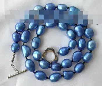 Apsvaiginimo 9-10mm baroko mėlyna gėlo vandens dirbtiniu būdu išaugintų perlų vėrinį h96