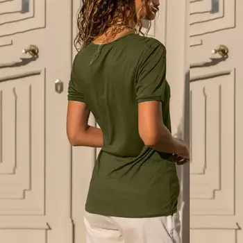 Armijos Žalioji Moterų Marškinėlius Vasaros Atsitiktiniai trumpomis Rankovėmis Marškinėliai V Kaklu Moterys, Laisvi Marškinėliai, SJ2670X