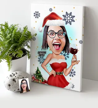 Asmeniniams Kalėdų Teminius Lady Karikatūra Drobės lentelė (30x50 cm.) - 2 dovana, Namų Puošybai Specialaus Dizaino Namų Biuro Verslo
