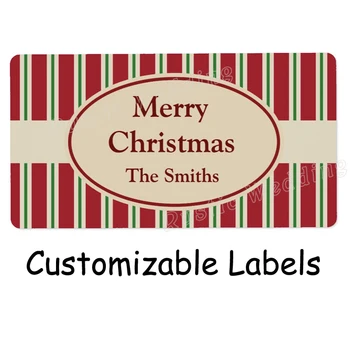 Asmeninį Dryžuotas Kalėdų Etiketės, Linksmų Kissmas Kalėdų goodie bag etiketės, Juostele, Etiketės, Dovanų Maišeliai & Laikikliai