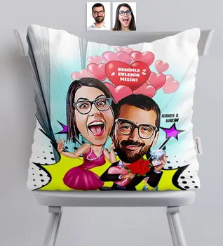 Asmeninį Santuokos Pasiūlymą Karikatūra Satino pagalvės-2 Patikima Kokybės Vaizdą Juokinga Įdomus Atsitiktinis Patogiai dovana