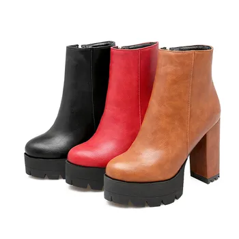 ASUMER didelis dydis 34-43 mados rudens-žiemos batai, suapvalinti tne batai moterims storio aukštakulniai platformos batai ponios batai