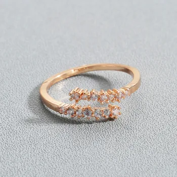 Atidarymo Aukso Žiedus moterims AAA Cirkonis Inkrustacijos Papuošalų Vestuvės Vestuvinis Žiedas Crystal Femme Karka Bijoux