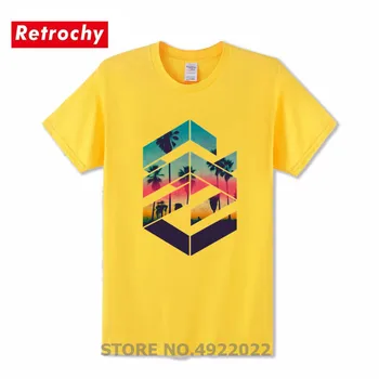 Atsitiktinis Vyrų 2019 Geometrinis Sunset Beach Dizaino Marškinėliai Berniukas Kietas Viršūnes Hipster Spausdinti Vasaros T-shirt Užsakymą Stilingas Marškinėliai, Unisex