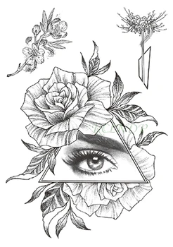 Atsparus vandeniui Laikina Tatuiruotė Lipdukas Rožių Gėlių Akies trikampio netikrą tatto 
