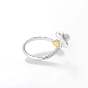 Aukso Lotoso Žiedai Moterims, Naujas Dizainas Puikus Sidabro Spalvos gėlių žiedas Pareiškimą Papuošalai Reguliuojamo Dydžio Karka Mados Žiedas