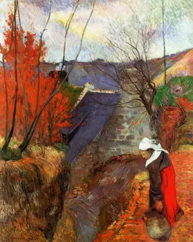Aukštos kokybės Aliejaus tapybos Drobės Kopijos Bretonų Moteris su Ąsotis (1888) pateikė Paul Gauguin rankomis dažyti